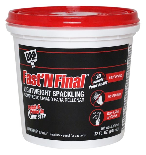 DAP 12142 Spackling Paste White, White, 1 qt Tub