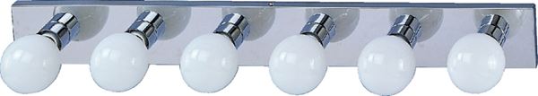 Boston Harbor V5CH06 Vanity Bar Fixture, 100 W, 6-Lamp, G Lamp, Steel Fixture, Chrome Fixture, Chrome Fixture