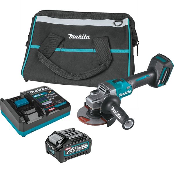 Makita XGT GAG01M1 Angle Grinder Kit, Battery Included, 40 V, 4 Ah, 5/8-11 Spindle, 5 in Dia Wheel, 8500 rpm Speed