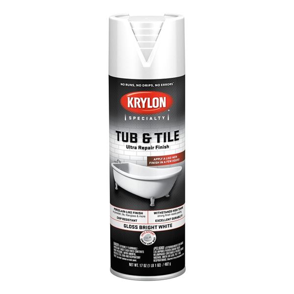 Krylon K04502007 Tub And Tile Epoxy, Gloss, White, 17 oz, Can