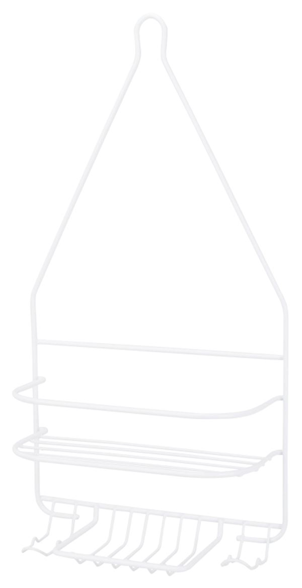 Simple Spaces SS-SC-25-PE-3L Shower Caddy, 2-Shelf, Steel, 10 in OAW, 19 in OAH, 4-1/4 in OAD, 10 lb