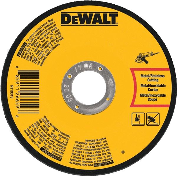 DeWALT DWA8050 Cut-Off Wheel, 4 in Dia, 0.045 in Thick, 5/8 in Arbor, Aluminum Oxide Abrasive