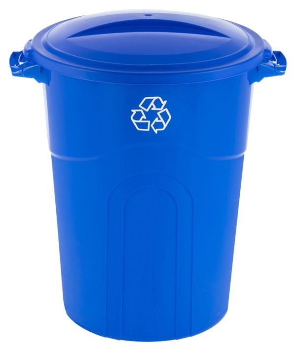 United Solutions COLORmaxx TI0028 Trash Can, 32 gal Capacity, Plastic, Blue, Lid Closure