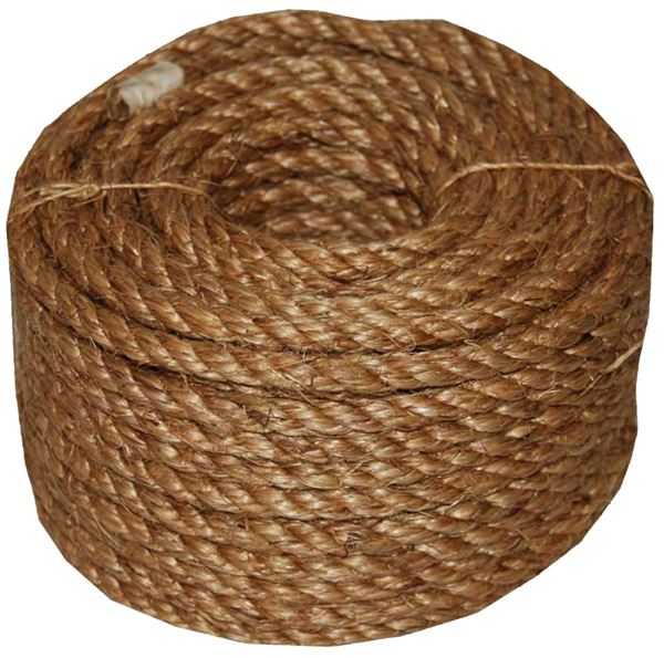 T.W. Evans Cordage 26-003 Rope, 1/2 in Dia, 50 ft L, 360 lb Working Load, Manila, Natural