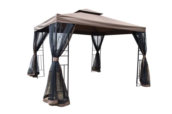 Seasonal Trends Gazebo with Netting, 118 in W Exterior, 118 in D Exterior, 105.51 in H Exterior, Square