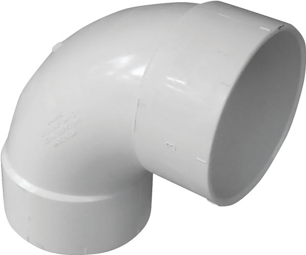 Canplas 414164BC Sanitary Pipe Elbow, 4 in, Hub, 90 deg Angle, PVC, White