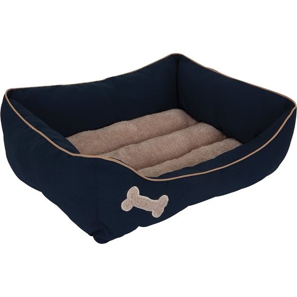 Aspenpet 28380 Lounger Bed with Bone Applique, 25 in L, 21 in W, Rectangular, High-Loft Polyester Fiberfill Fill