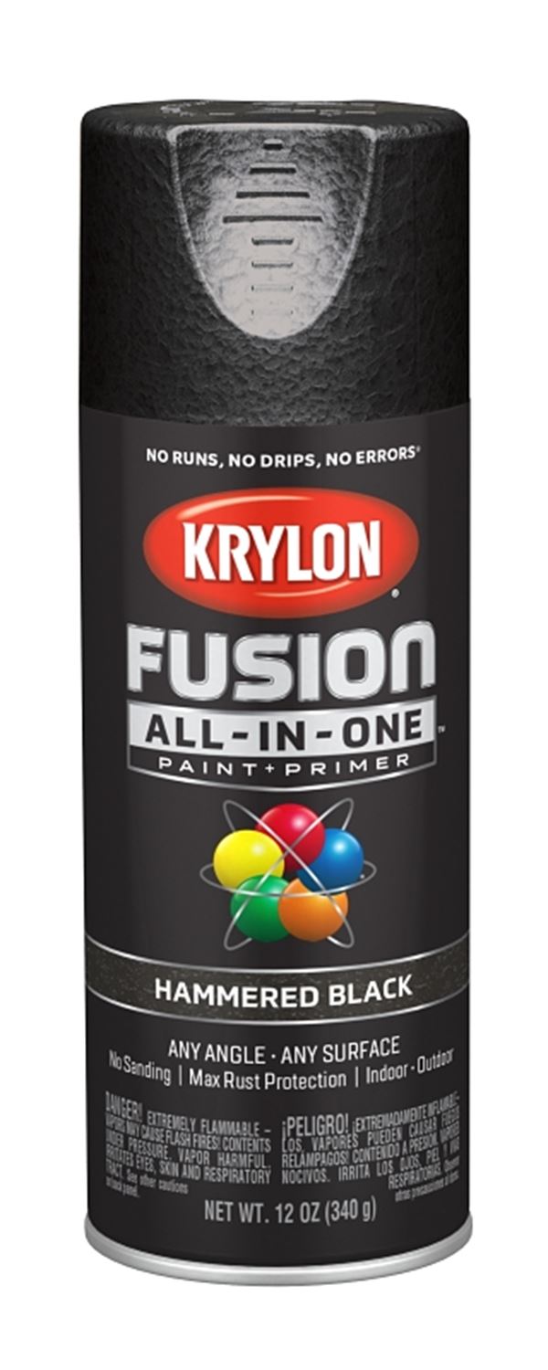 Krylon K02782007 Spray Paint, Hammered, Black, 12 oz, Can