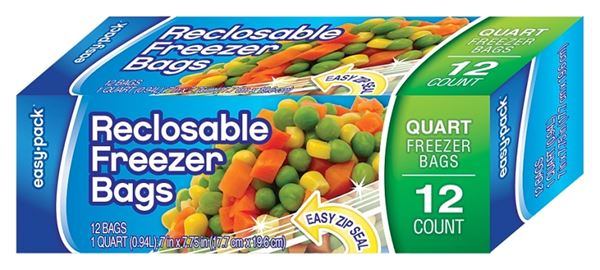 Easy Pack 1309 Freezer Bag, 1 qt Capacity