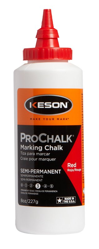 Keson PROCHALK Series 8R Marking Chalk Refill, Red, Permanent