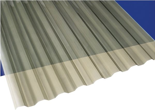 Suntuf 101931 Corrugated Panel, 12 ft L, 26 in W, Greca 76 Profile, 0.032 in Thick Material, Polycarbonate, Gray, Pack of 10