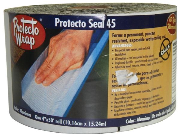 Protecto Wrap Protecto Seal 45 805204SW Membrane Flashing, 50 ft L, 4 in W, Polyethylene, Self-Adhesive