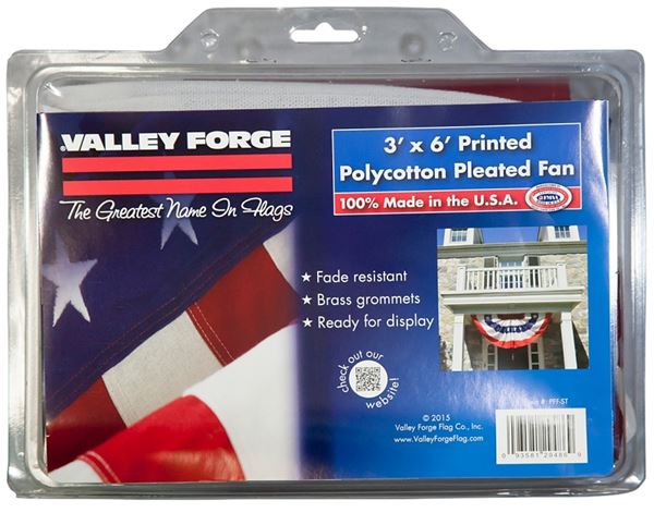 Valley Forge PFF-ST Full Fan Flag, 3 ft W, 6 ft H, Polycotton