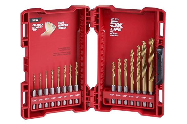 Milwaukee SHOCKWAVE Impact Duty RED HELIX 48-89-4670 Drill Bit Set, 15 -Piece, Steel, Titanium