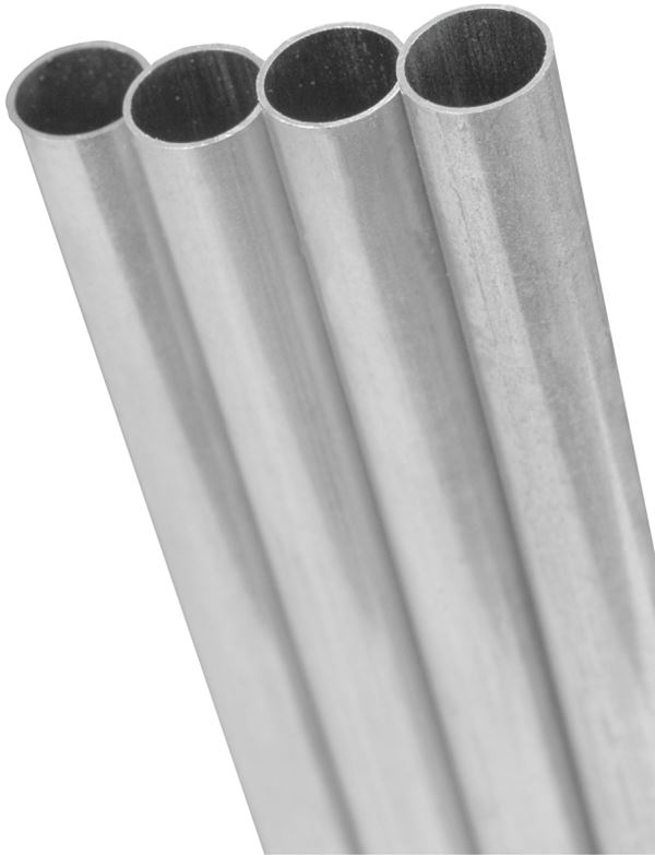 K & S 1114 Decorative Metal Tube, Round, 36 in L, 9/32 in Dia, 0.014 in Wall, Aluminum, Pack of 5