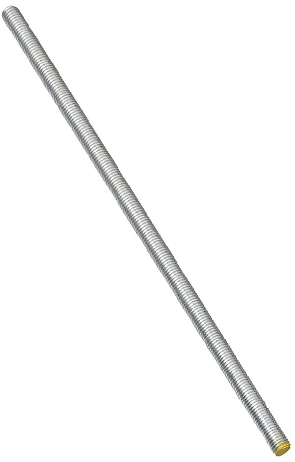 Stanley Hardware N179-333 Threaded Rod, 3/8-16 Thread, 12 in L, A Grade, Steel, Zinc, UNC Thread