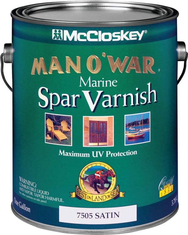 McCloskey Man O� War 80-7505 080.0007505.007 Spar Varnish, Satin, Clear, Liquid, 1 gal, Pack of 2