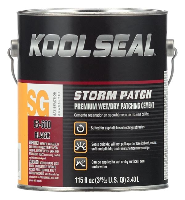 Kool Seal Storm Patch Series KS0083600-16 Patching Cement, Black, Liquid, 1 gal, Pack of 4