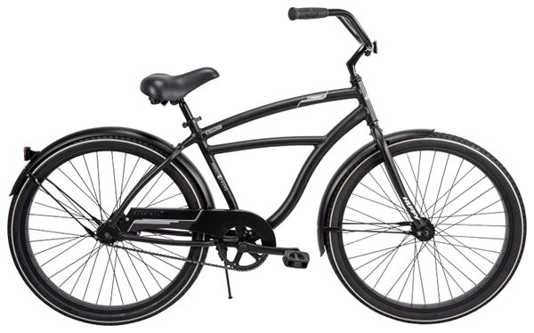 Huffy Men's Cruiser Bicycle, Aluminum Frame, Rear Coaster Brake, 26 in Dia Wheel, Matte Black