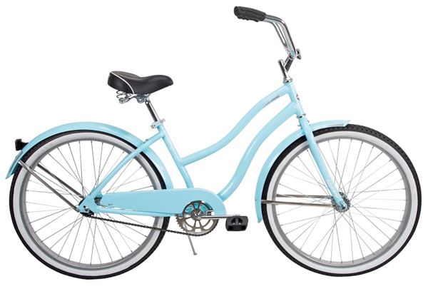 Huffy 66639 Cruiser Bicycle, Womens, Steel Frame, Rear Coast Brake, 26 in Dia Wheel, Sky Blue