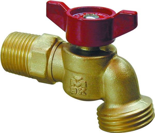 B & K 103-053HN Hose Bibb, 1/2 x 3/4 in Connection, MPT x Male Hose, 125 psi Pressure, Brass Body, Chrome