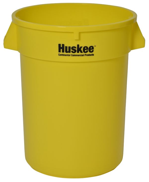 Continental Commercial 3200YW Trash Receptacle, 32 gal, Plastic, Yellow