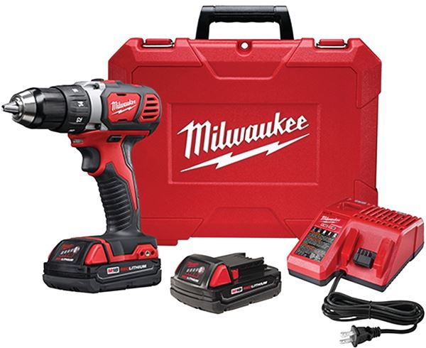 Milwaukee 2606-22CT Drill/Driver Kit, Battery Included, 18 V, 1.5, 3 Ah, 1/2 in Chuck, Keyless Chuck