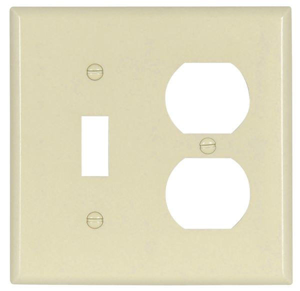 Eaton Wiring Devices 2138LA-BOX Combination Wallplate, 4-1/2 in L, 4-9/16 in W, 2 -Gang, Thermoset, Light Almond