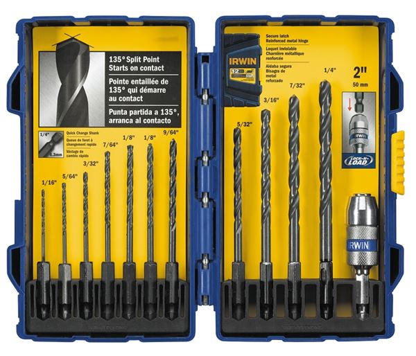 Irwin 4935643 Impact Ready Drill Bit Set, 12-Piece, HSS, Black Oxide