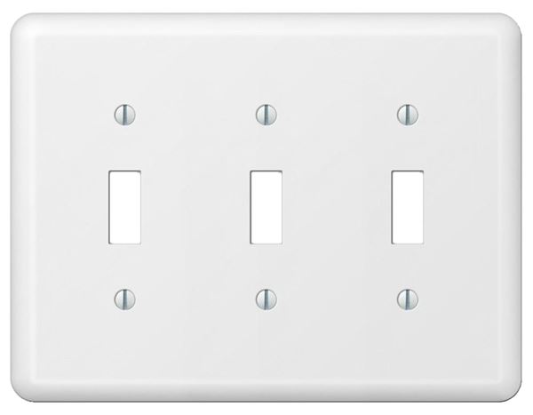 Amerelle Devon 935TTTW Wallplate, 5 in L, 6-9/16 in W, 3 -Gang, Steel, White, Pack of 3