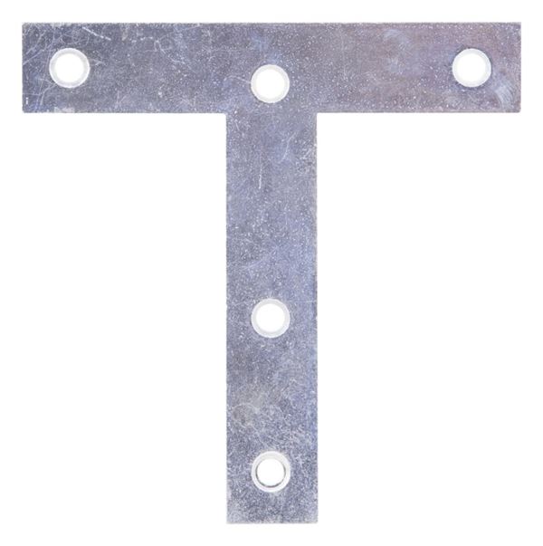 ProSource 22530ZCL T-Plate, 4 in L, 4 in W, 2 mm Thick, Steel, Zinc, Pack of 20