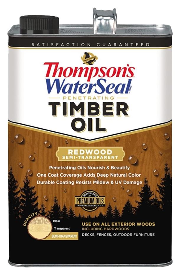 Thompson's WaterSeal TH.048821-16 Penetrating Timber Oil, Redwood, Liquid, 1 gal, Can, Pack of 4