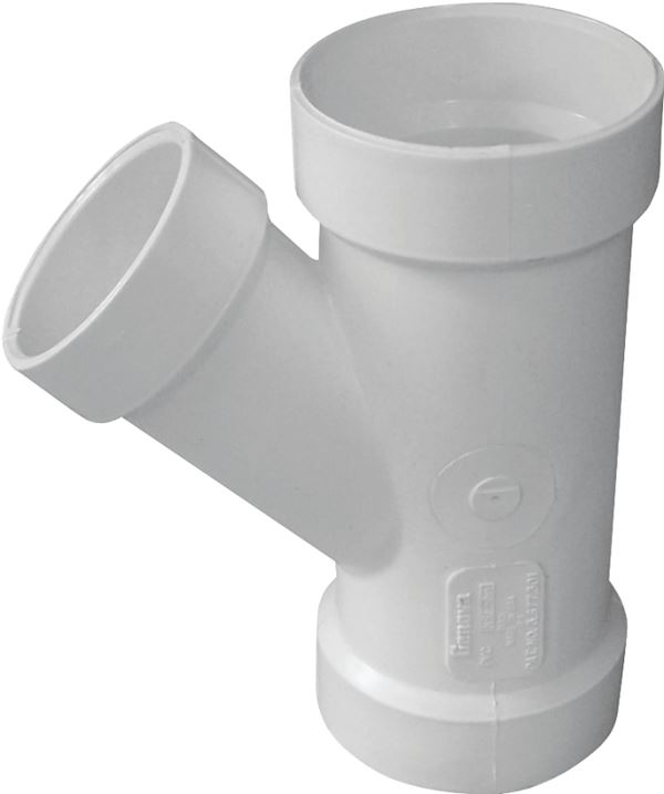 Canplas 192326L Reducing Pipe Wye, 3 x 3 x 2 in, Hub, PVC, White, SCH 40 Schedule