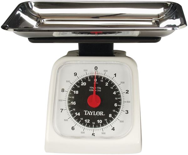 Taylor 3880 Kitchen Scale, 22 lb Capacity, Analog Display, Stainless Steel Platform, Styrene Housing Material, g, oz