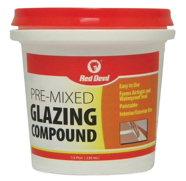 Red Devil 0662 Glazing Compound, Solid, Mild, Off-White, 0.5 pt Tub