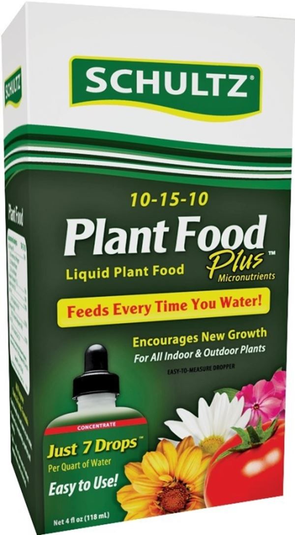 Schultz Plant Food Plus SPF45160 All-Purpose Plant Food, 4 oz Bottle, Liquid, 10-15-10 N-P-K Ratio