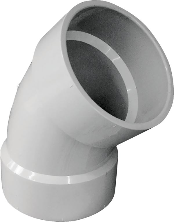 Canplas 192504 Sanitary Pipe Elbow, 4 in, Hub, 45 deg Angle, PVC, White