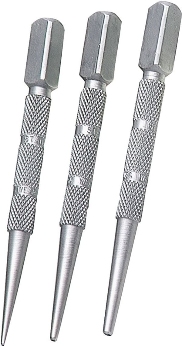 Stanley 58-230 Nail Set, 3-Piece, Steel, Black Oxide