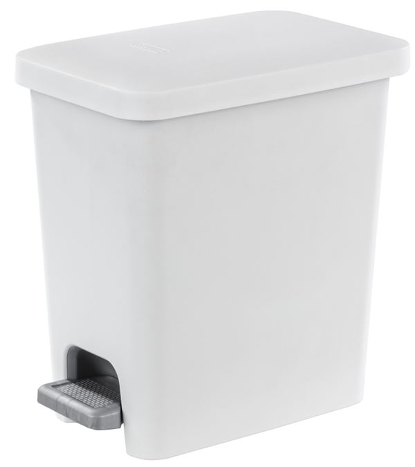 Sterilite 10618002 Rectangular Step-on Wastebasket, 2.7 gal Capacity, Plastic, White