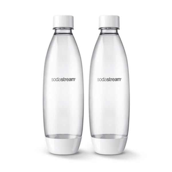 Sodastream 1741261010 Slim Carbonating Bottle, 1 L Capacity, Plastic, White, Pack of 4