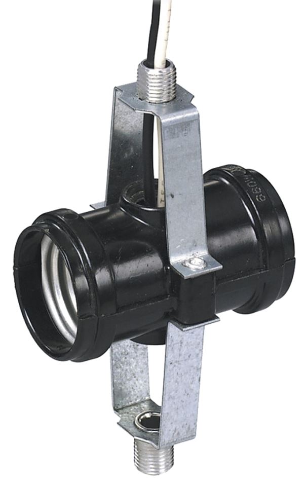 Leviton 4015-D4F Lamp Holder, 250 V, 660 W, Aluminum/Phenolic Housing Material, Black