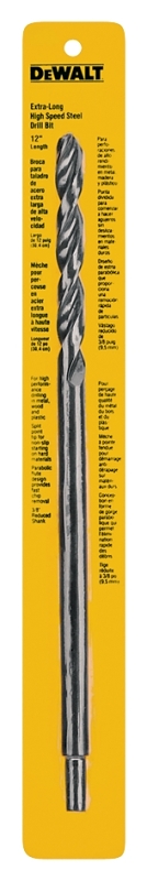 DeWALT DW1608 Drill Bit, 5/16 in Dia, 12 in OAL, Spiral Flute, 5/16 in Dia Shank, Round Shank