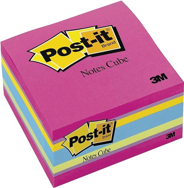 Post-it 2027 Sticky Note Cube, Assorted Bright, 500-Sheet