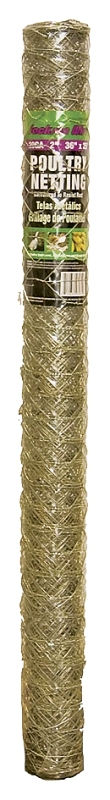 Jackson Wire 12 02 19 16 Poultry Hex Netting, 25 ft L, 36 in W, 20 Gauge, Hexagonal Mesh, 2 in Mesh, Galvanized