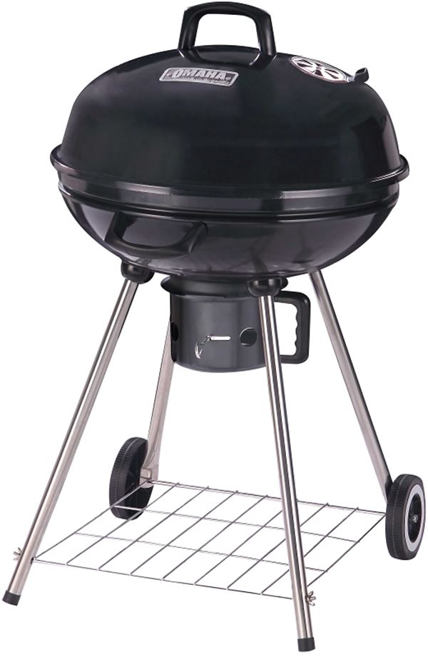 Omaha Charcoal Kettle Grill, 2-Grate, 397 sq-in Primary Cooking Surface, Black, Steel Body