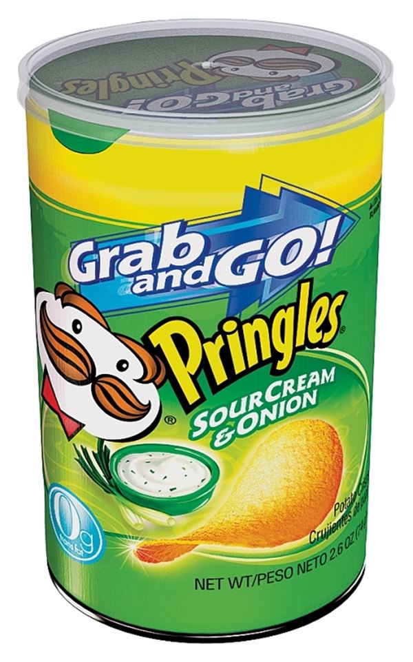 Pringles 84560 Potato Chips, Onion, Sour Cream Flavor, 2.5 oz Can, Pack of 12