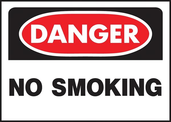 Hy-Ko 515 Danger Sign, Rectangular, NO SMOKING, Black Legend, White Background, Polyethylene, Pack of 5