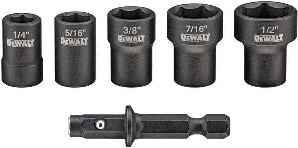 DeWALT DWADND-5 Nut Driver Set, 5-Piece, Steel, Black