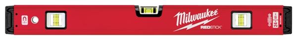 Milwaukee REDSTICK Series MLBXM24 Magnetic Box Level, 24 in L, 3-Vial, 1-Hang Hole, Magnetic, Aluminum, Red