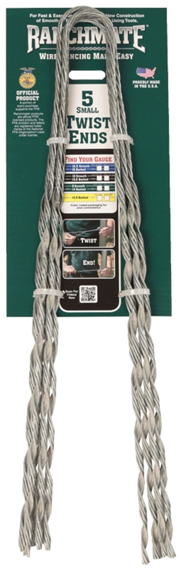 Ranchmate STE-14-9C Twist End, Small, Steel, Green, Galvanized, For: 14 ga Barbed Wire, 9 ga Smooth Wire